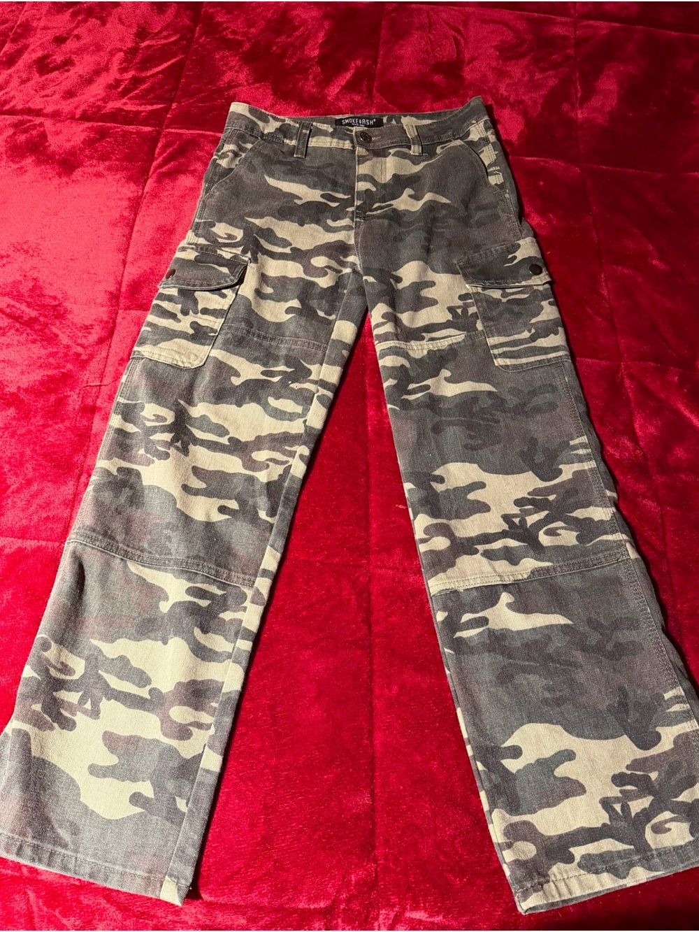 premium denim camo cargo pants